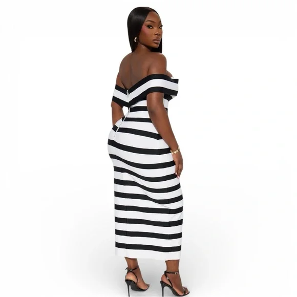 Zaria Striped Bandage Midi Dress - XS - Picture 5 of 8